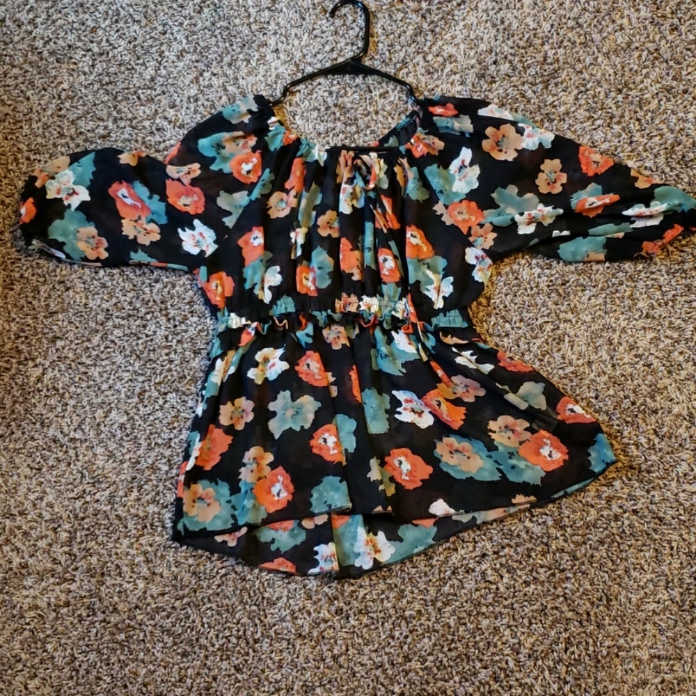 Sheer floral blouse